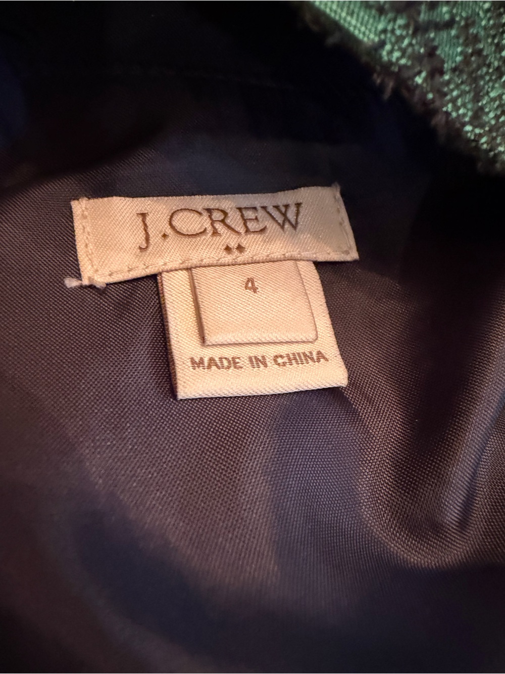 J.Crew Collection Metallic Green Jacquard Fit & Flare Dress Size 4 - Picture 5 of 10
